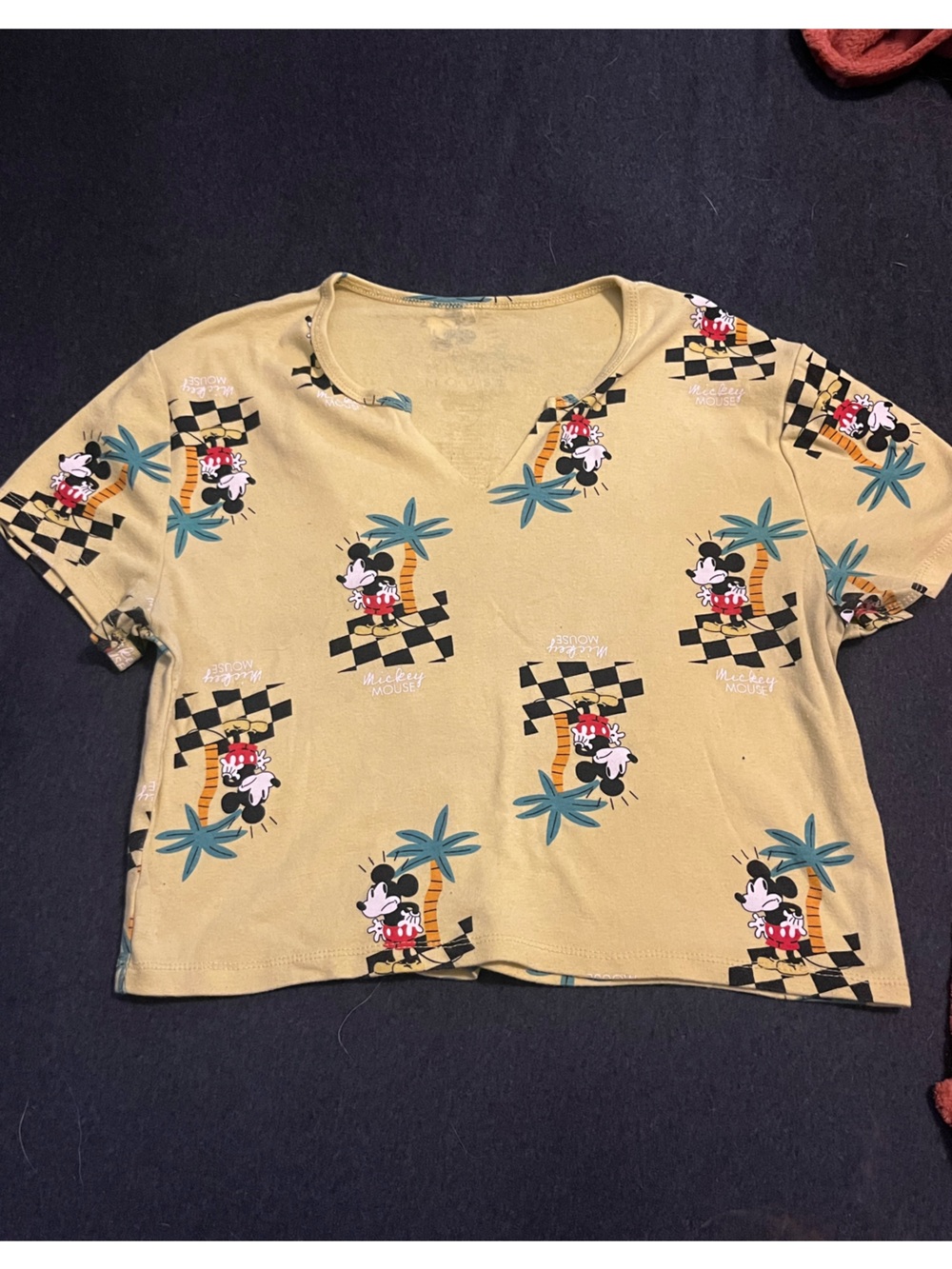 Yellow Mickey Print Short Sleeve Top